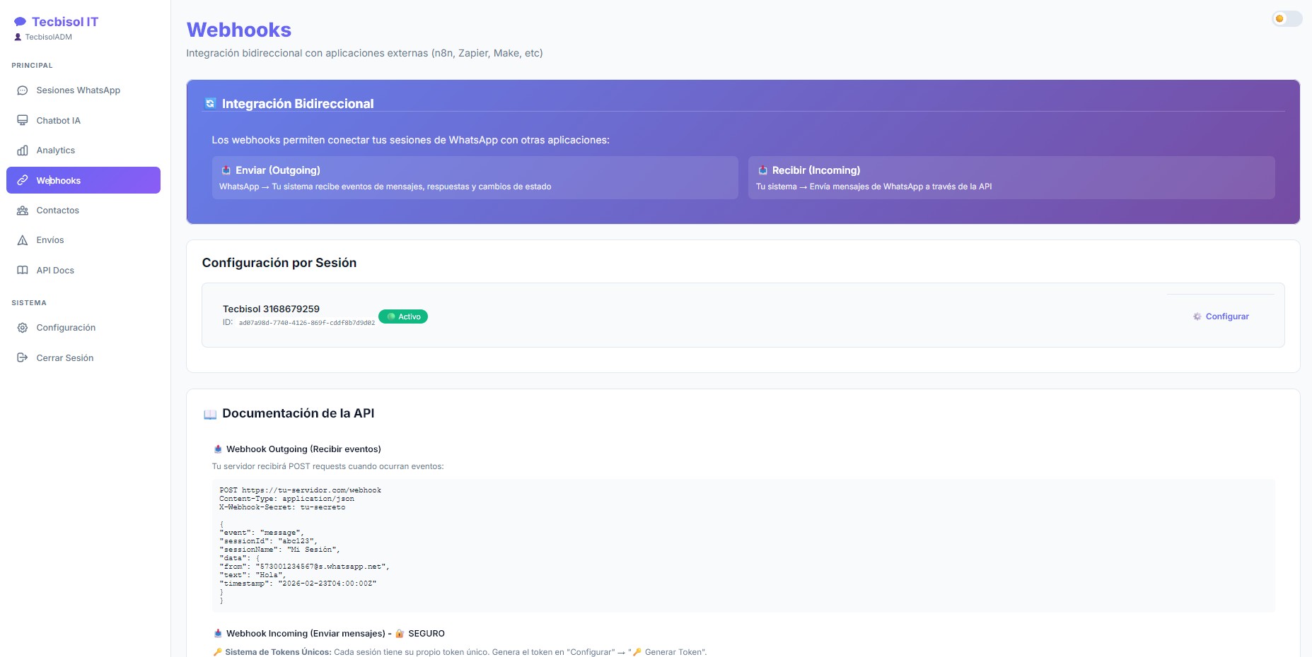 Whats Bot AI — Panel de control